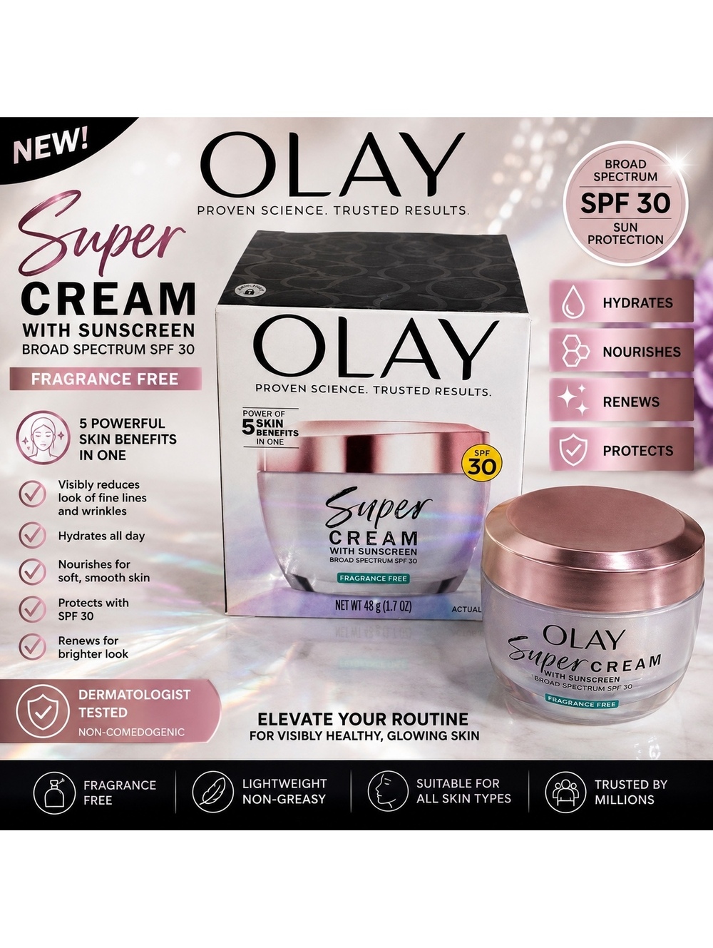 Olay Super Cream with Sunscreen Broad Spectrum SPF 30 Moisturizer 1.7 oz